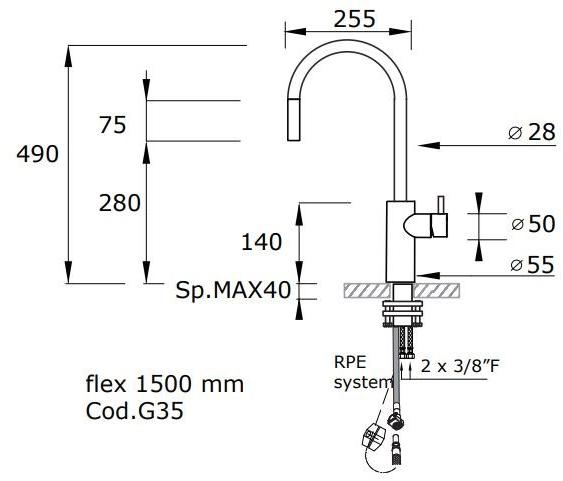 MINA Смеситель для кухни с вытяжным душем Ava 9030 - Вид №1