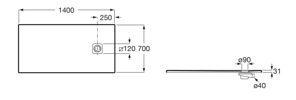 Ультра-плоский прямоугольный поддон для душа Stonex® Roca Terran-N ARCH-00055006 - Вид №10