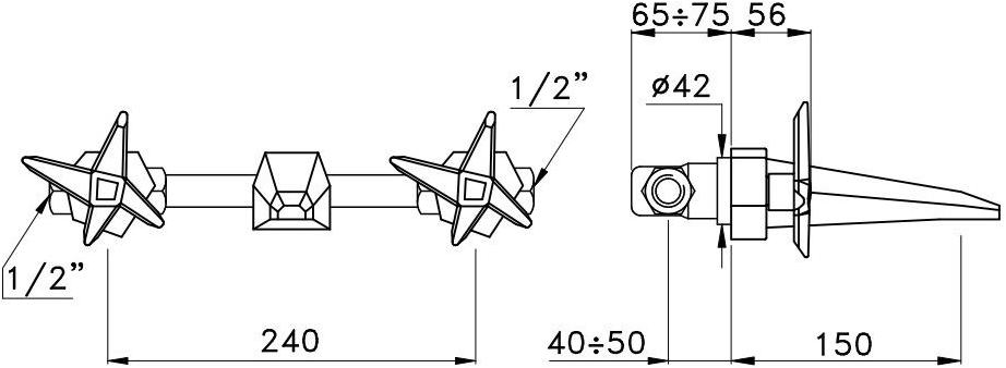 RUBINETTERIE STELLA Настенный комплект для ванны на 3 отверстия Stella 3250 - Вид №1