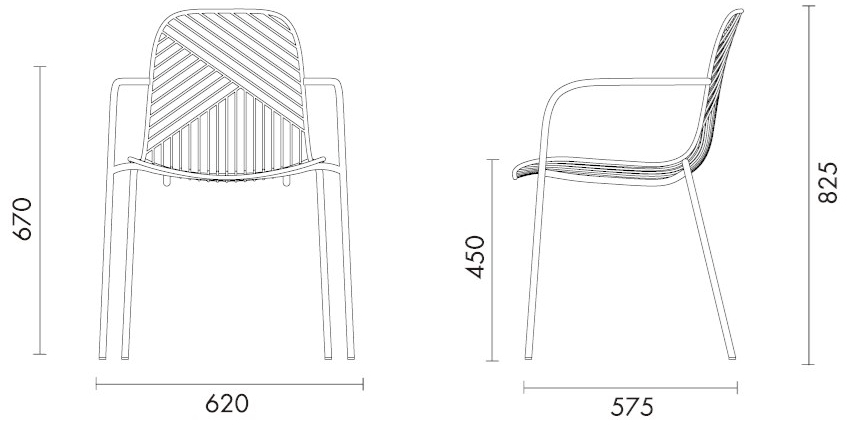 Grado Design Стул из стали с порошковым покрытием с подлокотниками Sketch Skt-ch-d-wa - Вид №5