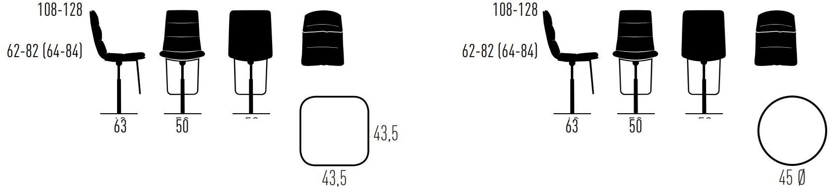 KFF Барный стул с регулируемой высотой и подлокотниками Arva light sun-id-1433353 - Вид №1