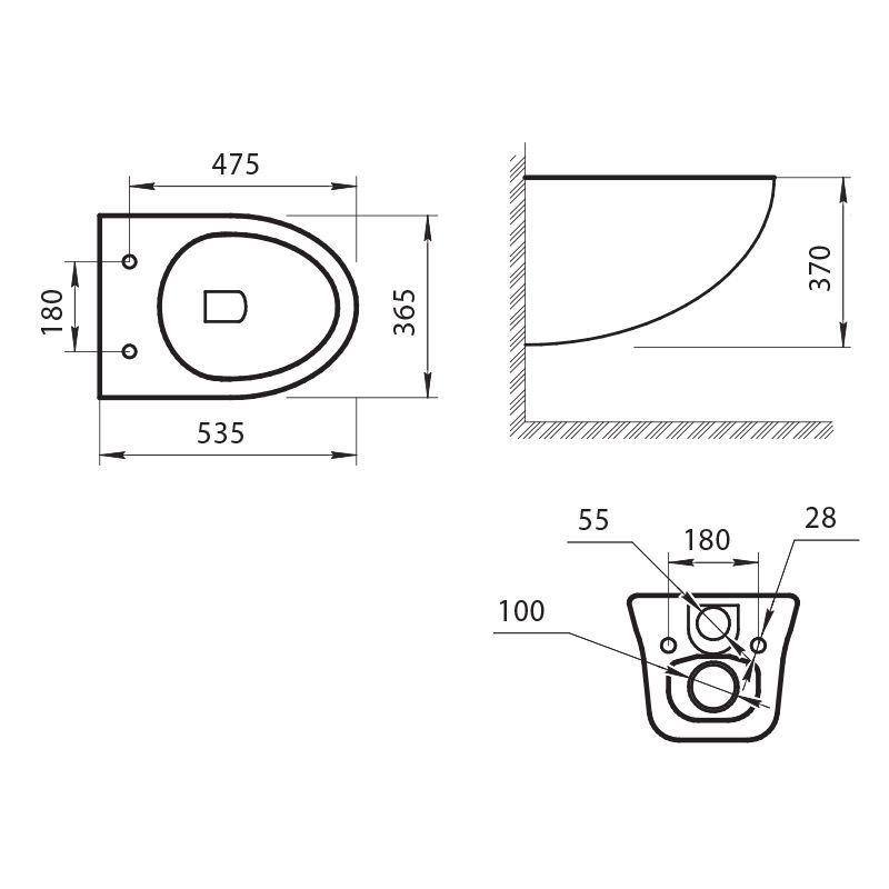 Унитаз подвесной безободковый ART&MAX PESCARA Подвесной унитаз настенный Белый ART&MAX  Китай  - Вид №2