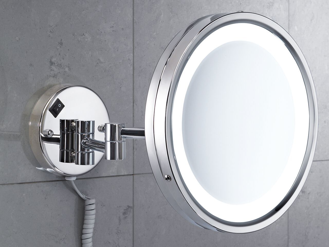 Круглое увеличительное зеркало из нержавеющей стали со встроенным настенным освещением GEDY VINCENT ARCH-00006402 - Вид №1