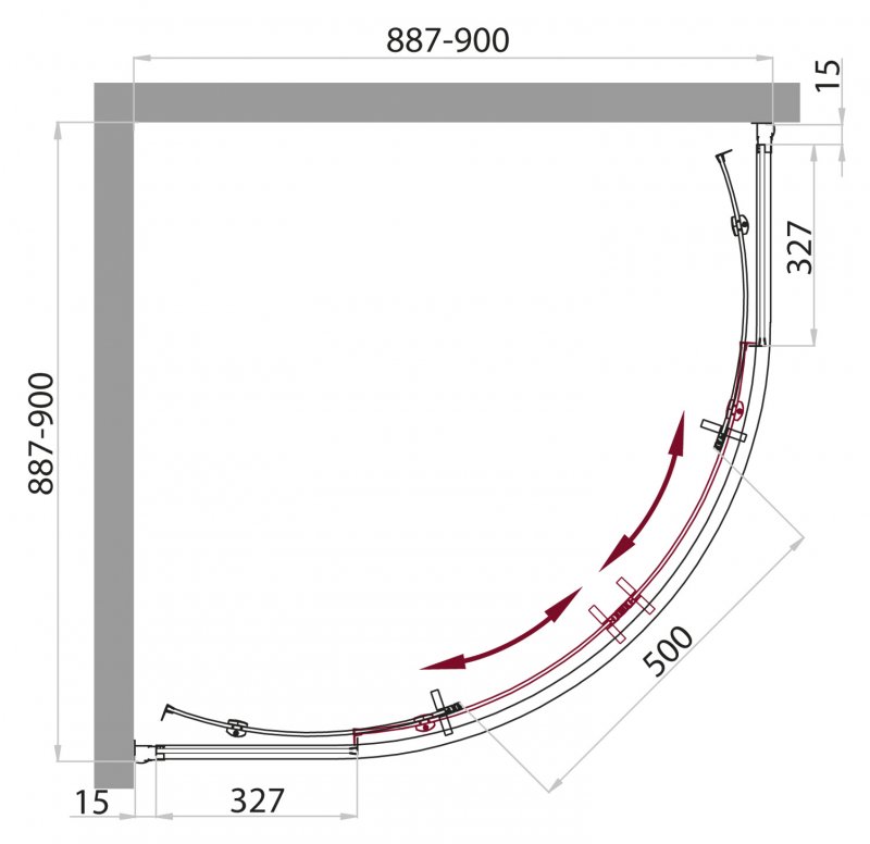 ДУШЕВАЯ КАБИНА BELBAGNO UNO-CAB-R-2-90-C-CR - Вид №6