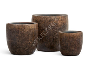 41.3321-04-050-RM-40 Кашпо  Effectory - серия Metal - Конус-чаша - Rough с золотой патиной Цветочная коллекция