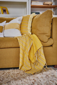 Льняной полосатый плед