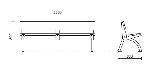 Деревянная скамья со спинкой Studio Città эскиз ARCH-00065113 - Вид №2