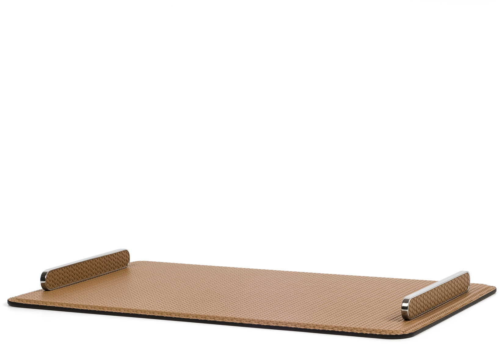 Прямоугольный поднос Эсте - 40X25 см/металл-хром/зернистая кожа_темно-серый