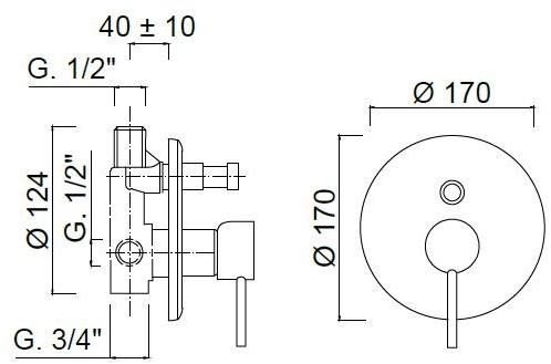 Rubinetteria Giulini Смеситель для душа с переключателем Futuro F6513 - Вид №1
