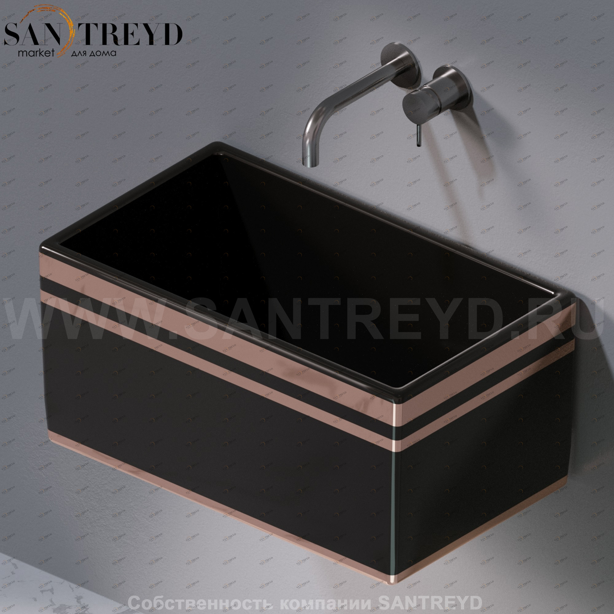 L112476R Подвесная раковина настенная прямоугольная A. e T. Italia Tower черная AeT ITALIA