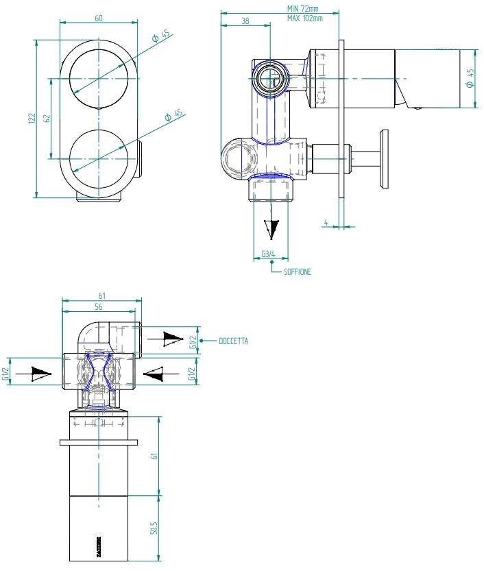 ZAZZERI Смеситель для душа, однорычажный, с ручным душем Pop sun-id-1515894 - Вид №4