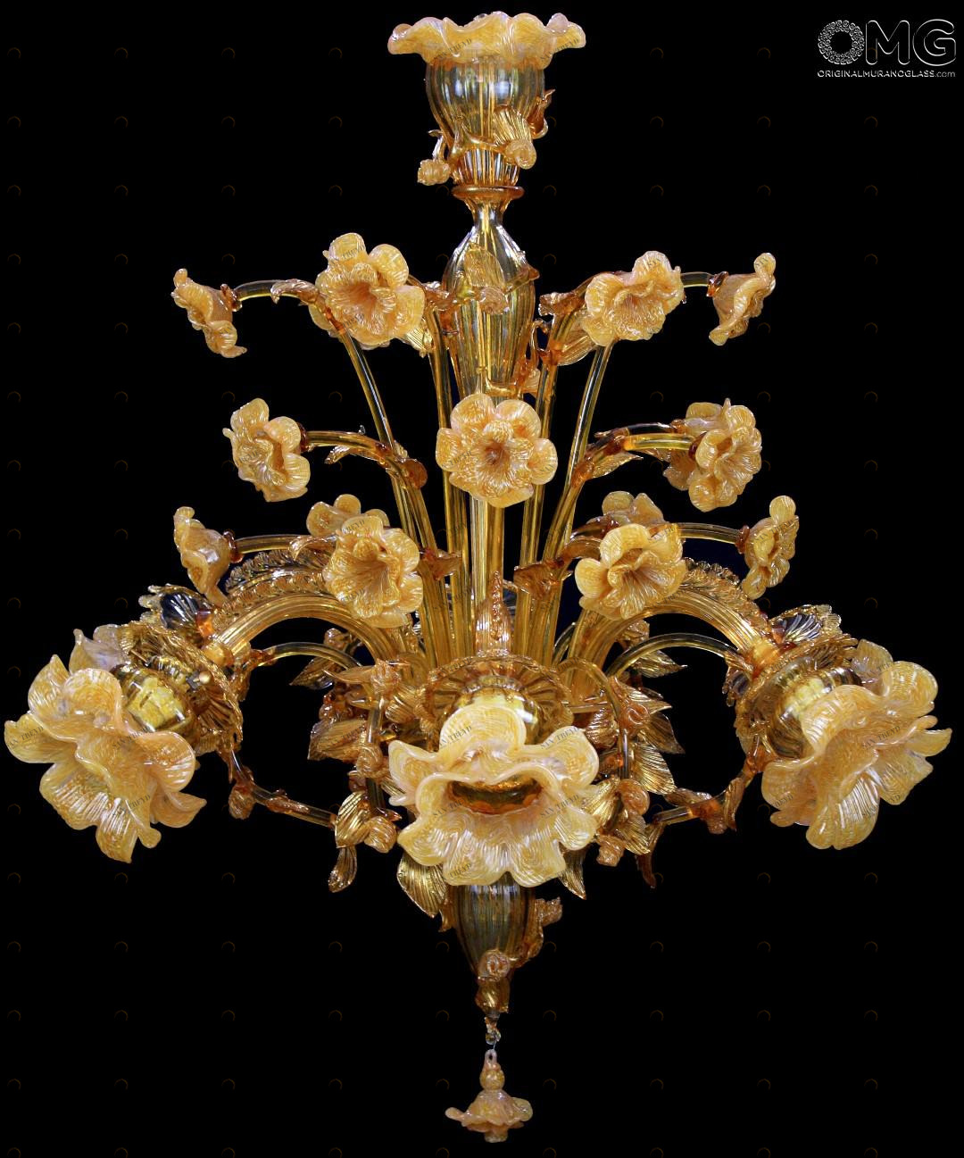 1293 ORIGINALMURANOGLASS Люстра Янтарь - Флорал - муранское стекло OMG  см CLASSICO