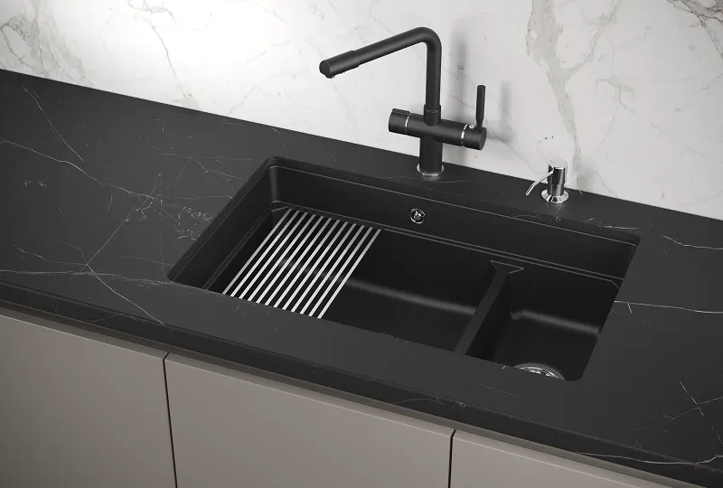 KS-7304U, ШВАРЦ (чёрный металлик), кухонная мойка, кварц GRANULA 7304U-ST331