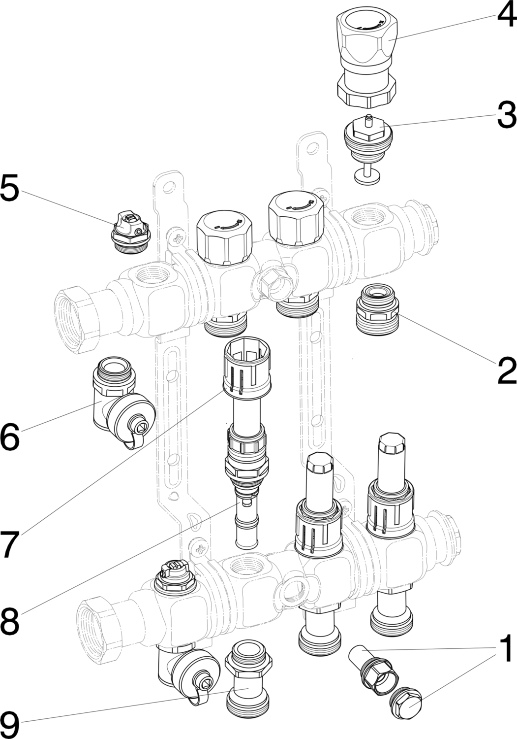 696 054 1) Модель 1005 Трубопроводные системы  Fonterra панельное отопление  Коллекторы  Нержавеющая сталь Santreyd  - Вид №3