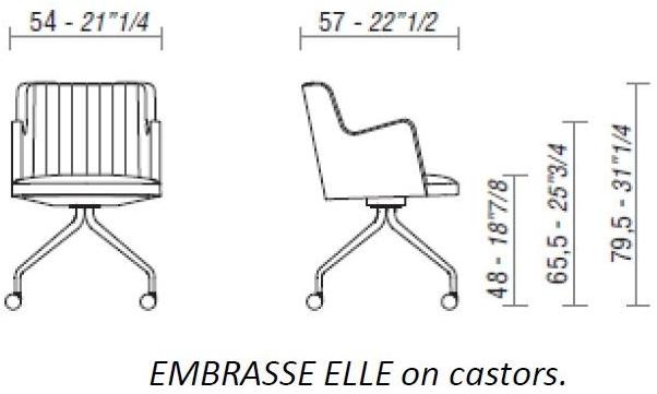 ESTEL GROUP Фетровое кресло в современном стиле с 4-мя спицами и подлокотниками с колесами Embrasse sun-id-1453315 - Вид №6