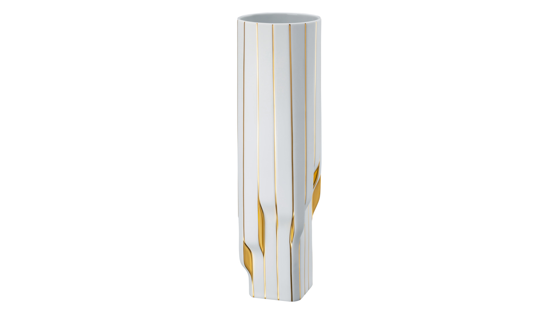 10640570 Rosenthal Ваза Rosenthal Полосы 45см, фарфор, белая, золотая (Заха Хадид) Фарфор  - Вид №1