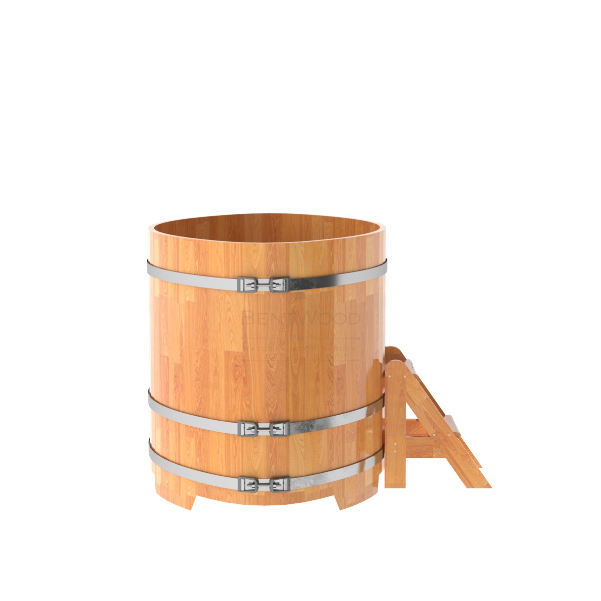 1530 Купель овальная из сращенных ламелей лиственницы 1,02х1,68х1,1 натуральная Alyarus  - Вид №2