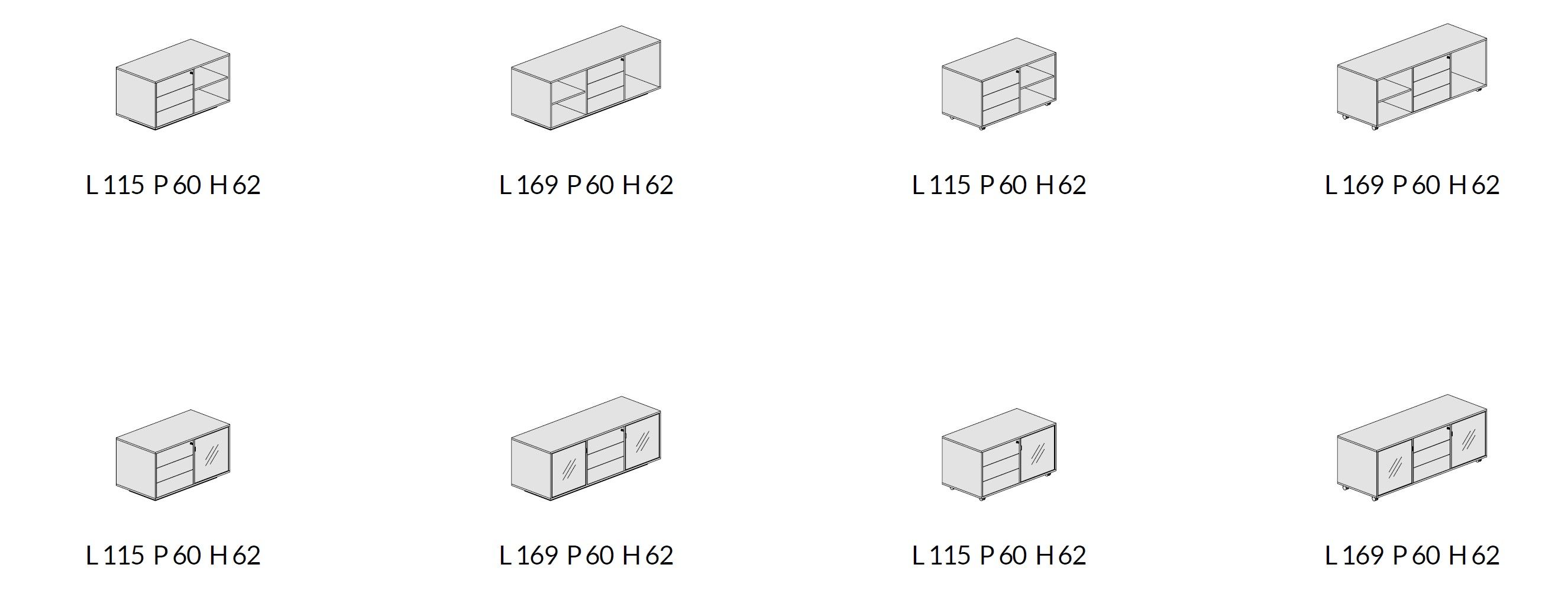 Низкий офисный шкаф из дерева и стекла About Office Bold58 ARCH-00070078 - Вид №2