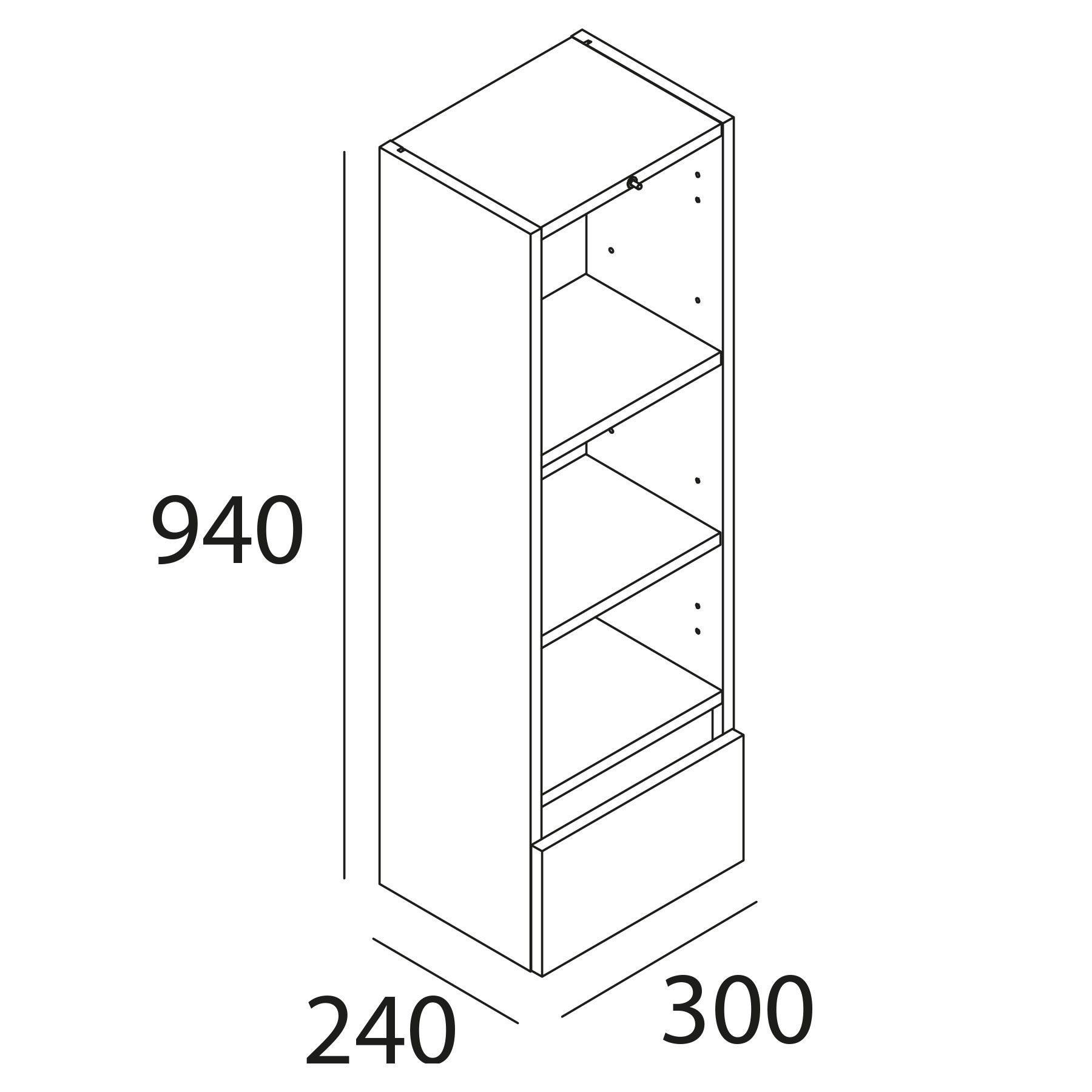 85186 SALGAR Модуль ИНФИНИТИ 1 дверца 1 ящик ВЕЧНОСТЬ ДУБ 300 x 940 x 240 мм Робл Вечность Infinity - Вид №2