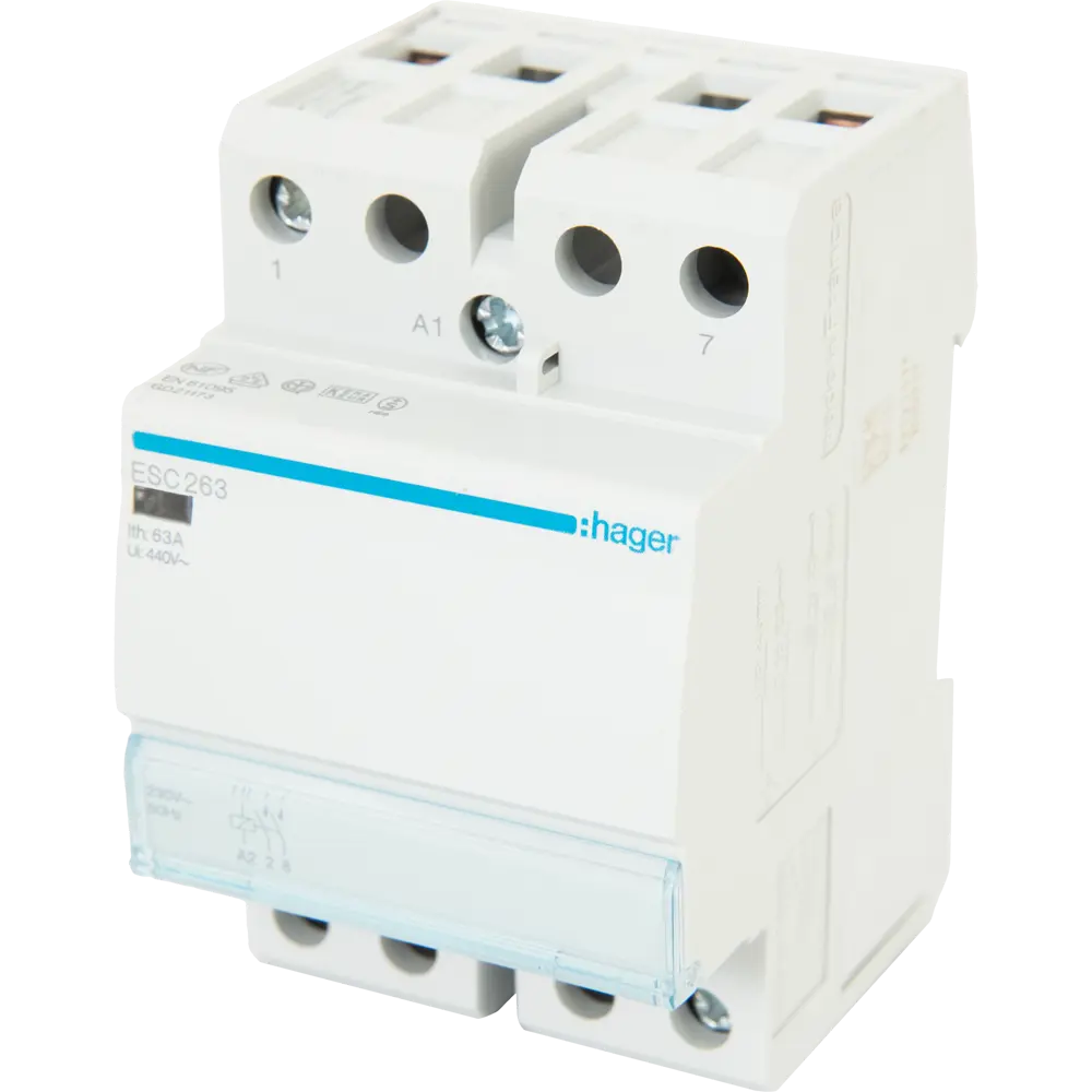 Контактор модульный Hager 2НО, 63А, 230 В, 3 М STLM-2118462