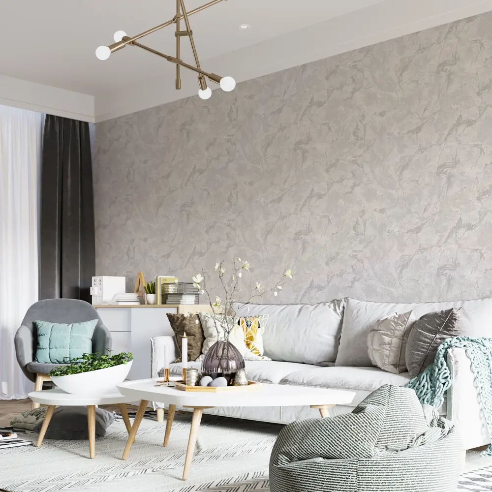 Обои флизелиновые Inspire Kabru светло-серые с каменной текстурой 89345376 STLM-1581103 - Вид №2