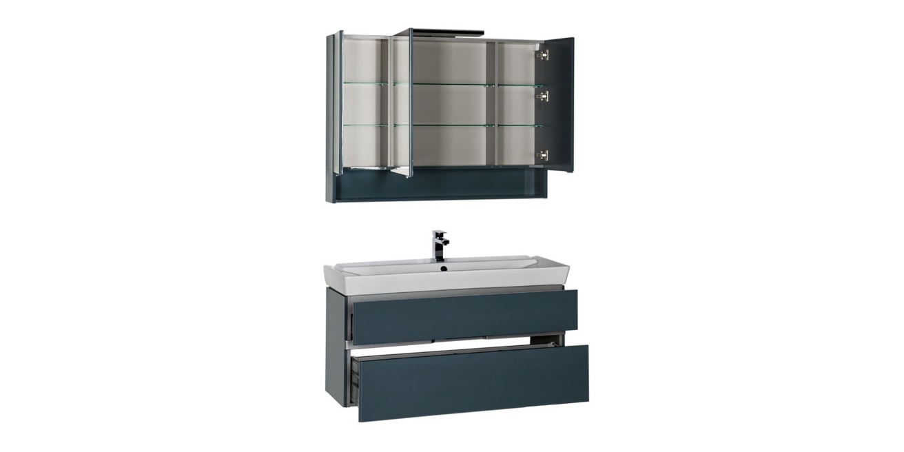 Комплект мебели Aquanet Виго 120 сине-серый 00183670 - Вид №2