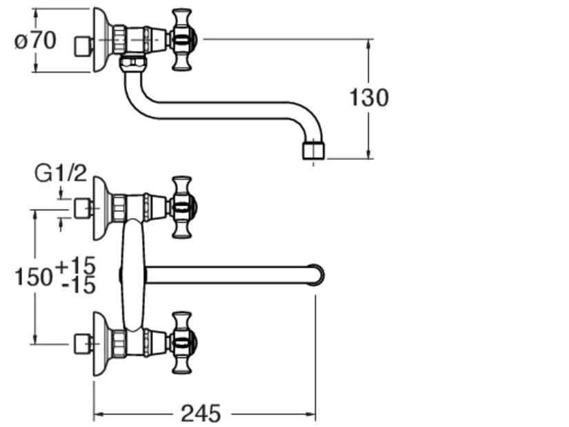 Настенный кухонный кран с поворотным изливом CRISTINA Rubinetterie кухня-классическая коллекция ARCH-00040274 - Вид №1
