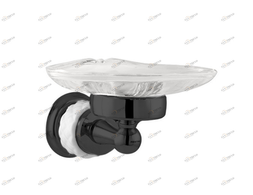 065578.000.84 Подставка для мыльницы из белого фарфора Матовый черный Mestre 