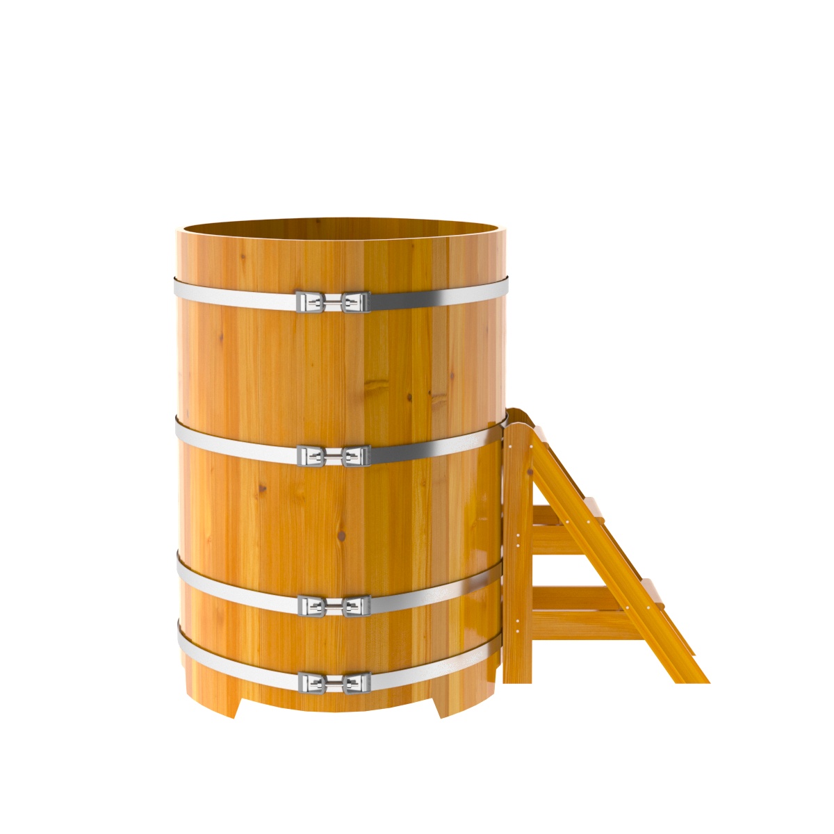 2284 Купель овальная из лиственницы Рустик 1,02х1,68х1,4 натуральная Alyarus  - Вид №3