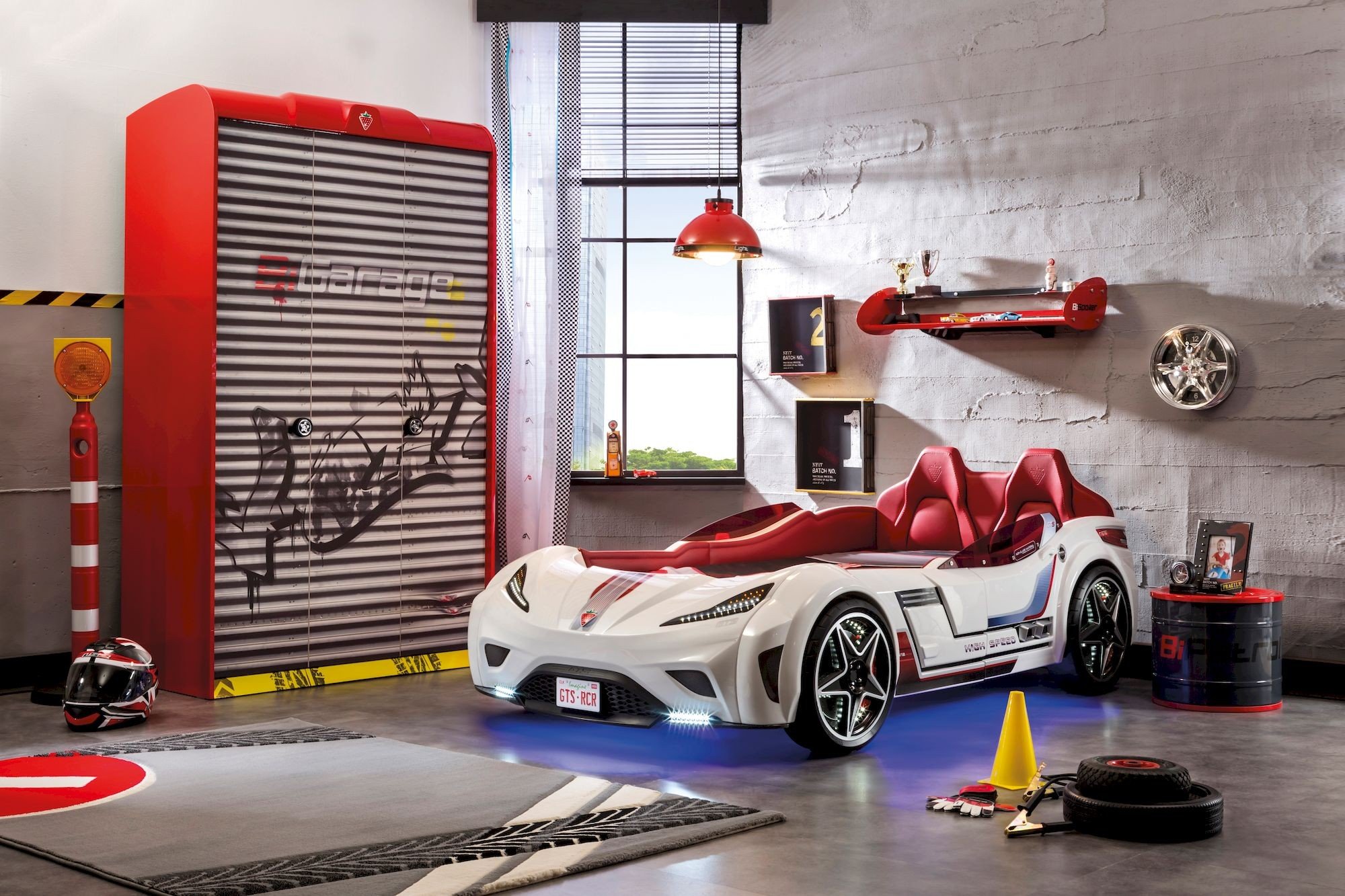 Кровать-машина с подсветкой 100х190 см белая GTS CILEK  00-3832325 Белый Santreyd  - Вид №6