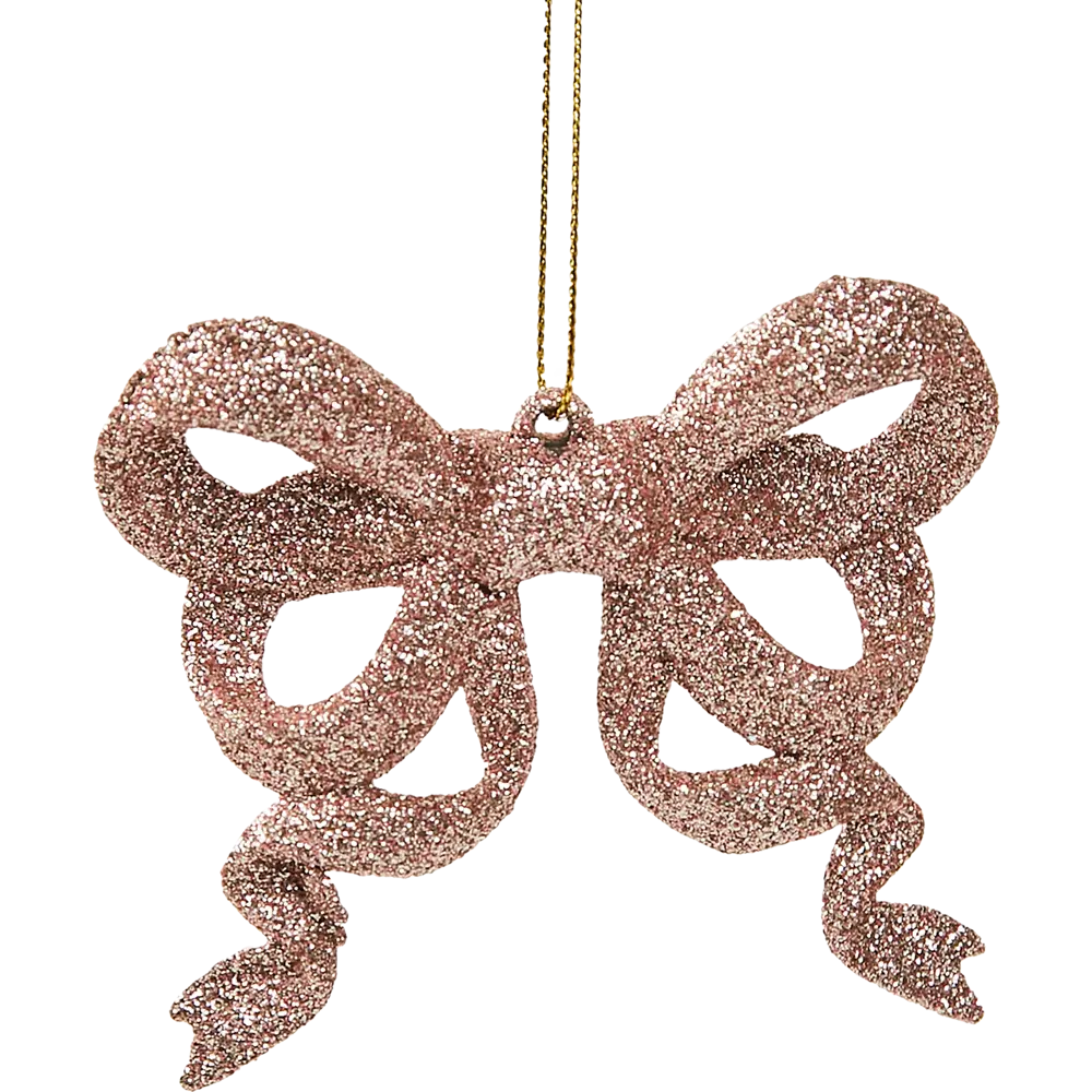 87036488 Елочная игрушка Бант блестящий 8x9 цвет розовый STLM-1363923 Santreyd 