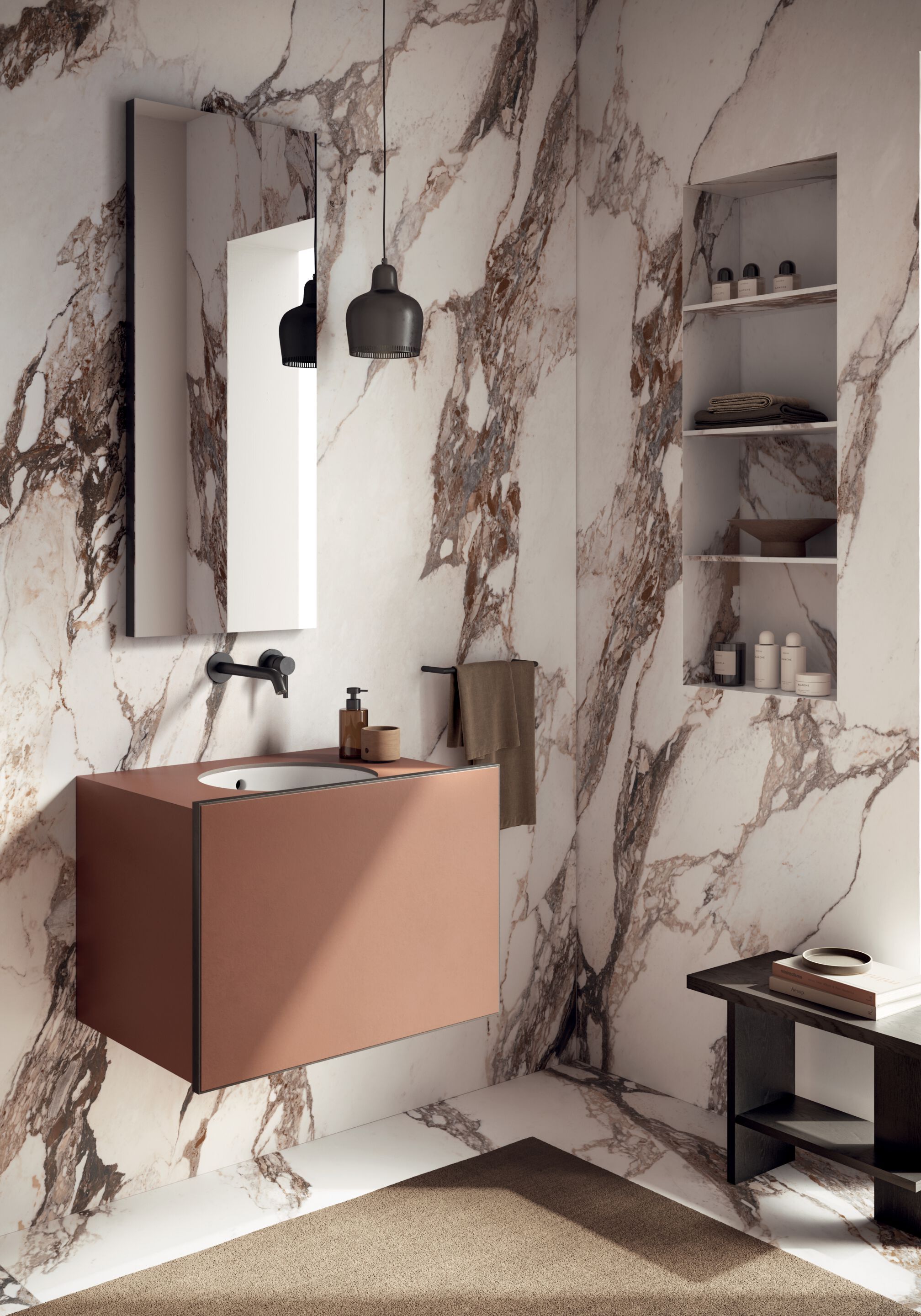 Подвесной шкаф для умывальника со встроенной раковиной Italgraniti ткацкий станок ARCH-00048693 - Вид №1