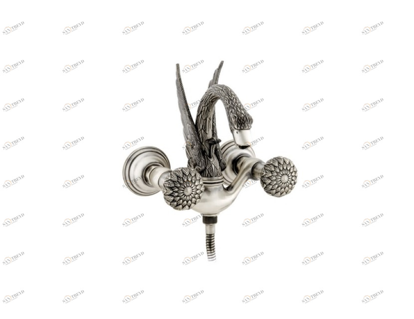 039458.000.71 Душевой набор для ванны Античное серебро Mestre Swan