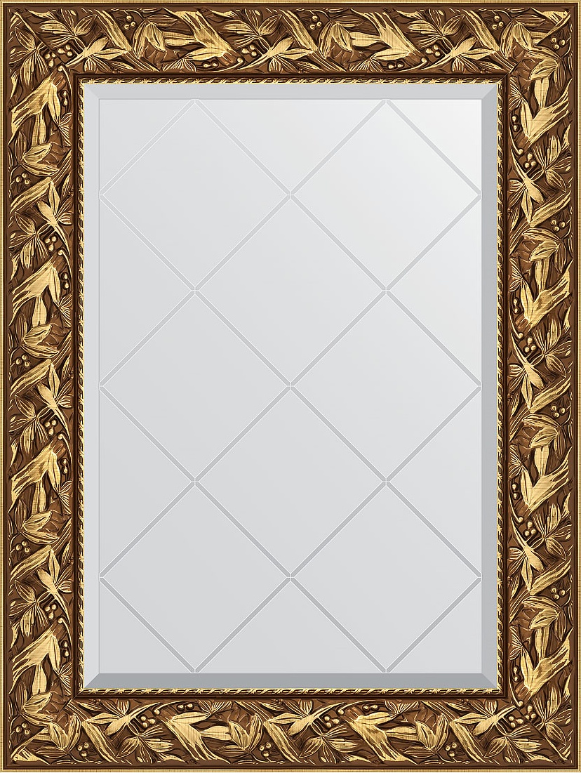 BY 4113 Зеркало с гравировкой в багетной раме - византия золото 99 mm EVOFORM Exclusive-G