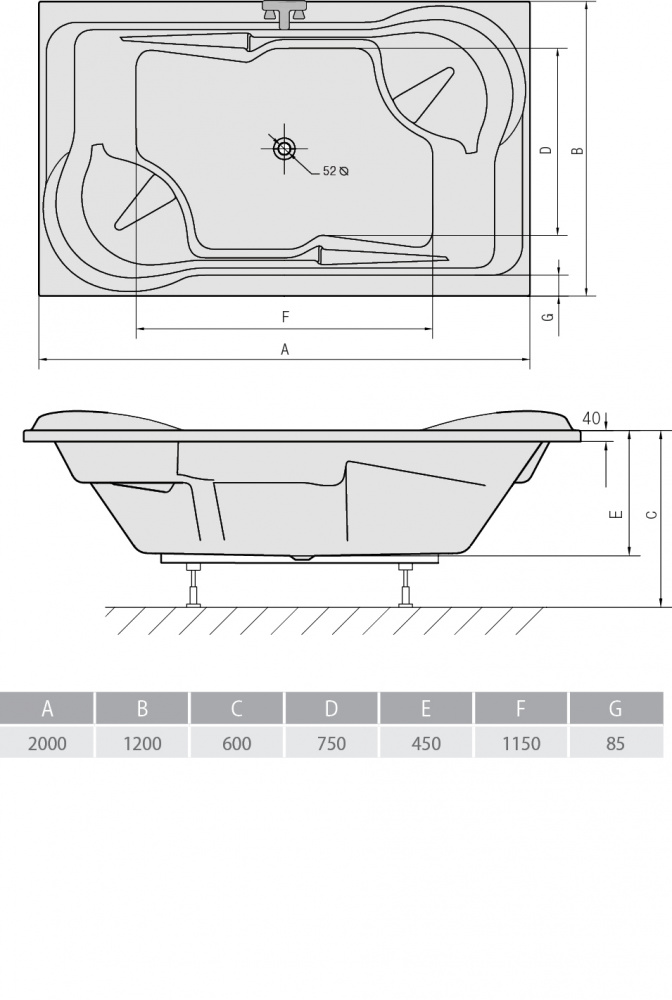 Акриловая ванна ALPEN Duo 200 16111 - Вид №2