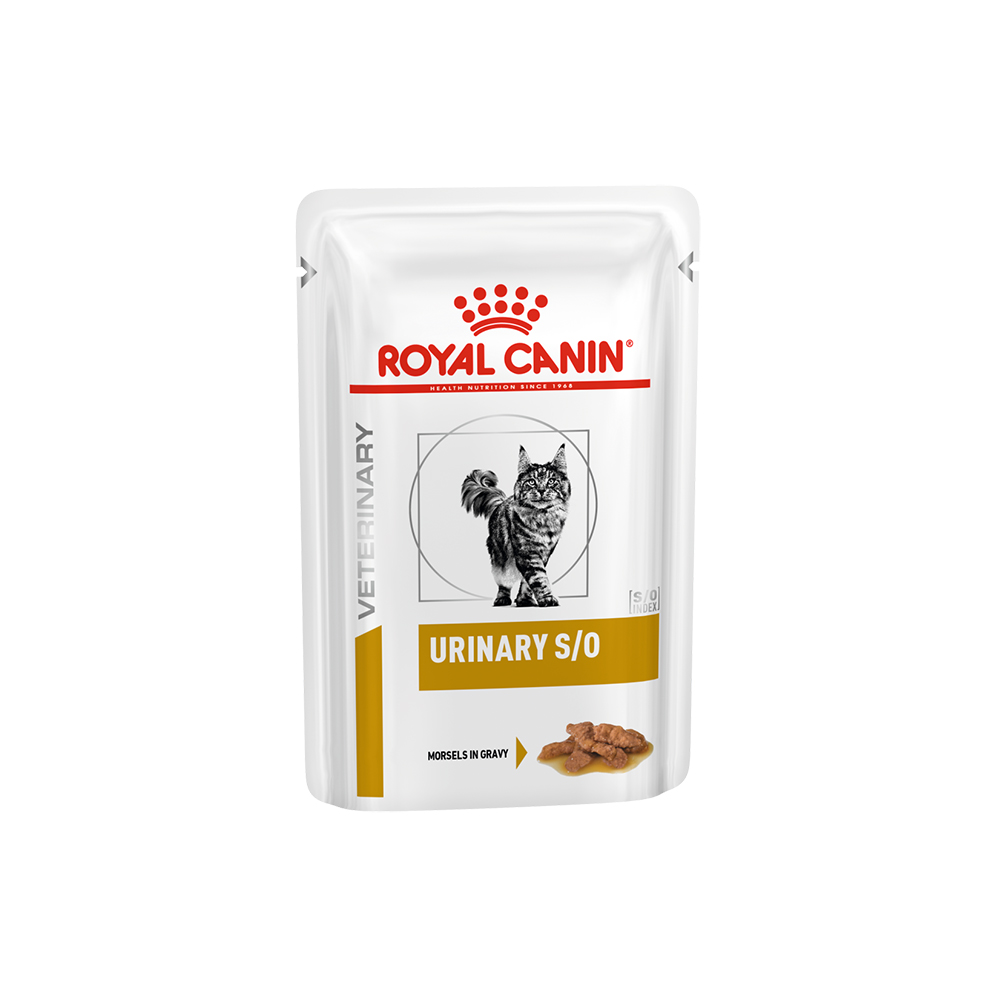 ПР0048731 Корм для кошек Vet Diet Urinary S/O при мочекаменной болезни, цыпленок (соус) пауч 85г ROYAL CANIN 