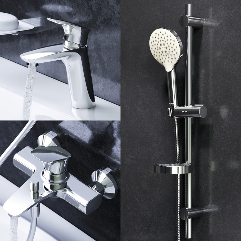 F40971A00 набор 3в1: см-ль д/умывальника см-ль д/ванны/душа душевой комплект шт. AM.PM Spirit V2.1  - Вид №2