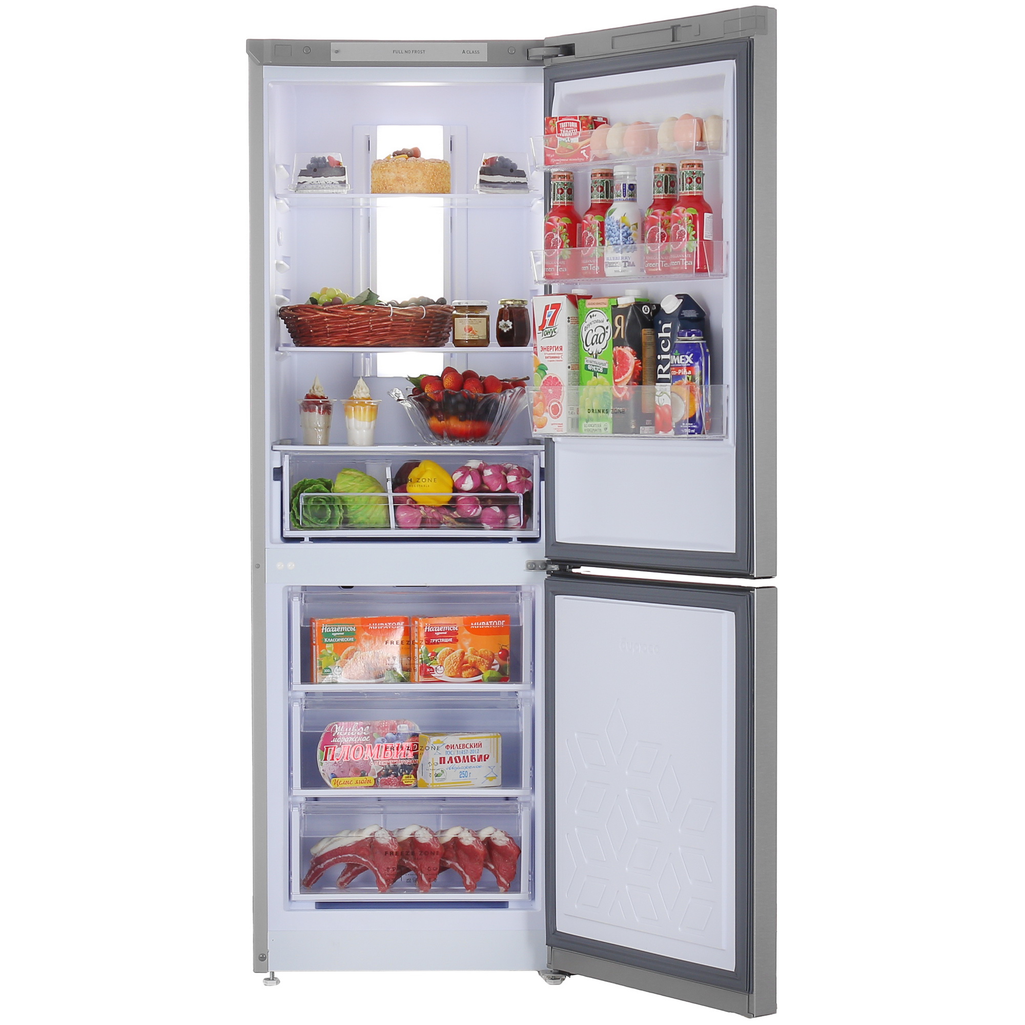 9066254 Холодильник с морозильником   Бирюса C920NF серебристый STDN-0081074 - Вид №5