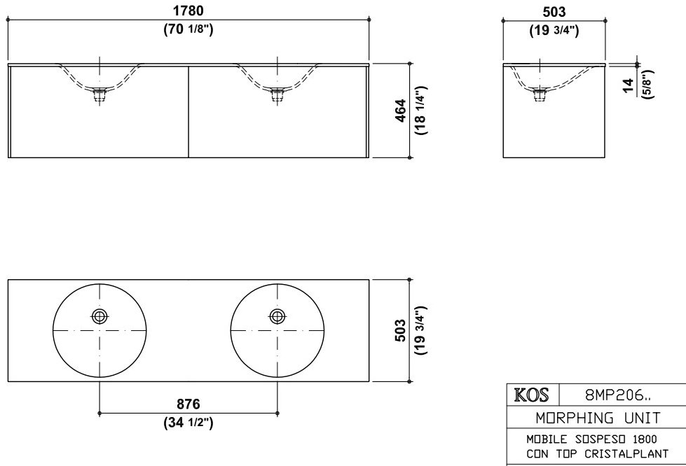 Kos by Zucchetti Подвесная тумба под умывальник с ящиками Morphing sun-id-1471869 - Вид №4