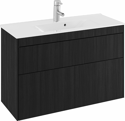 47374 IFO Sense напольная тумба для тонкой раковины с двумя ящиками, компактная, Ш = 600 мм, Ш1 = 615 мм, шпон черного дуба - Вид №11