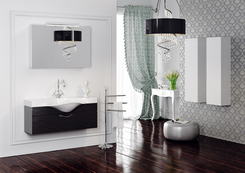 Бродвей Тумба под умывальник подвесная с ящиком, цвет черный Brw.01.10/001/BLK AQWELLA Broadway BRW1104D - Вид №3