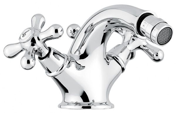 12014BC Смеситель Deco Classic с донным клапаном для биде, цвет белый-хром EMMEVI Decò classic