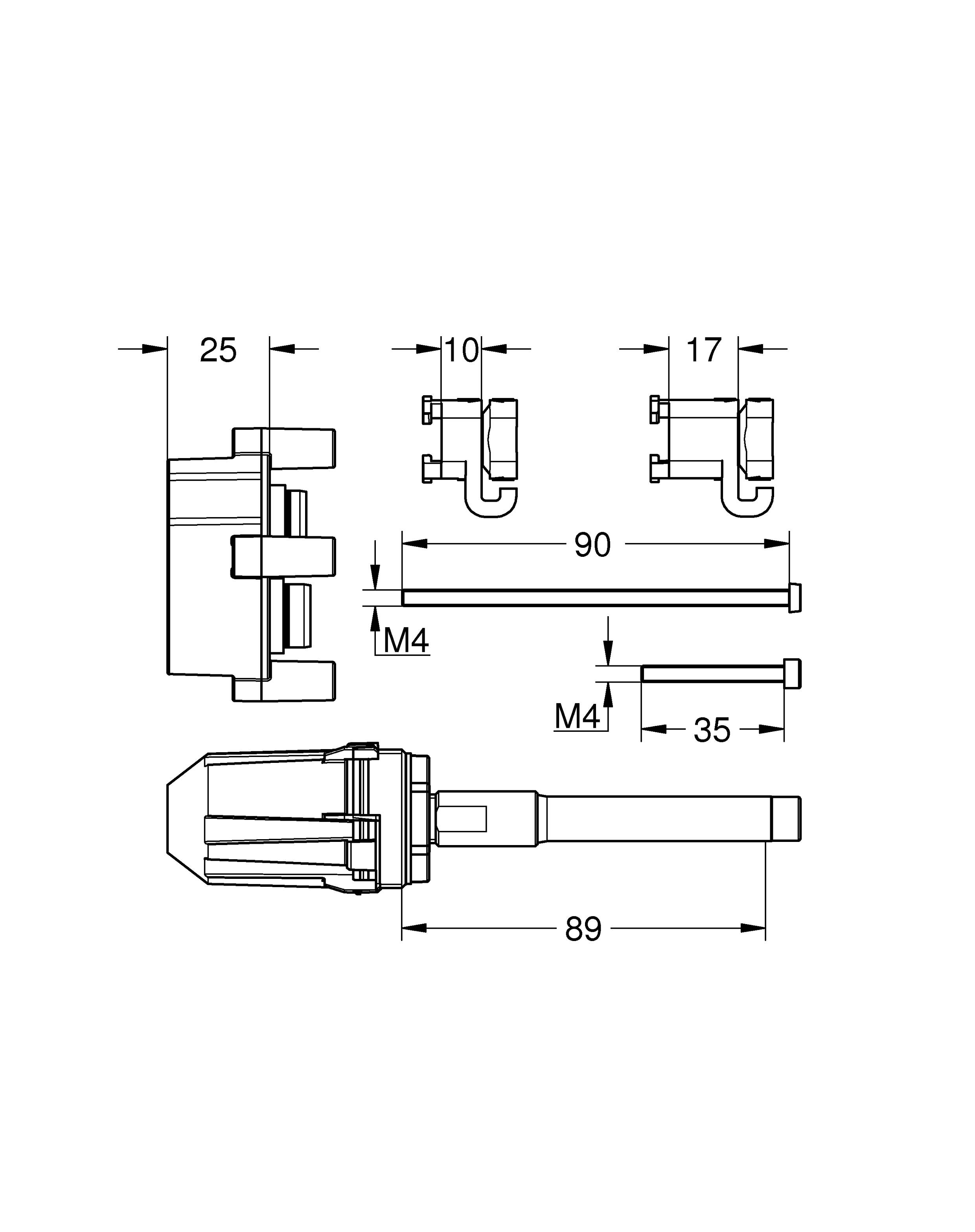 Универсальный набор удлинителей GROHE Rapido SmartBox 25 мм - для комплектов верхней монтажной части смесителей однорычажных (14056000) - Вид №1