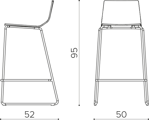 MA 7505 High stool with steel sled base True Design Marina - Вид №1