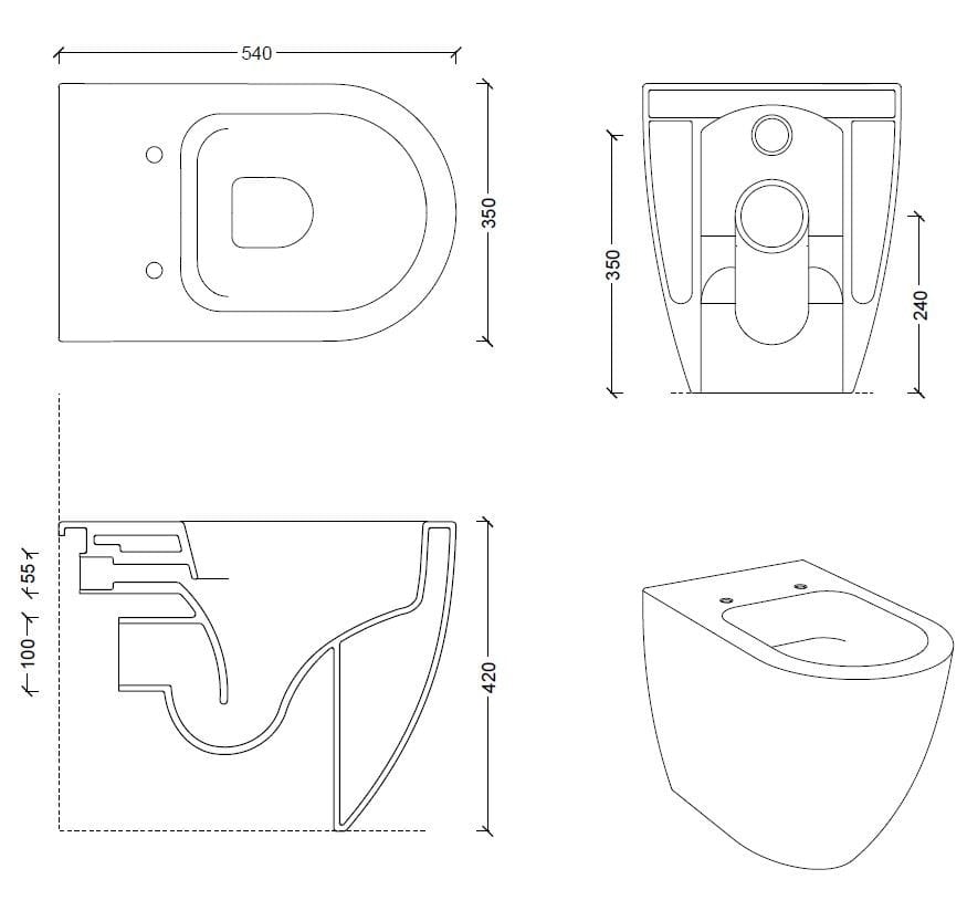 Напольный керамический туалет Alice Ceramica Форма ARCH-00049600 - Вид №9