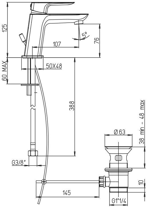 Смеситель Paini Nove 09BY211TC для раковины, белый  - Вид №1
