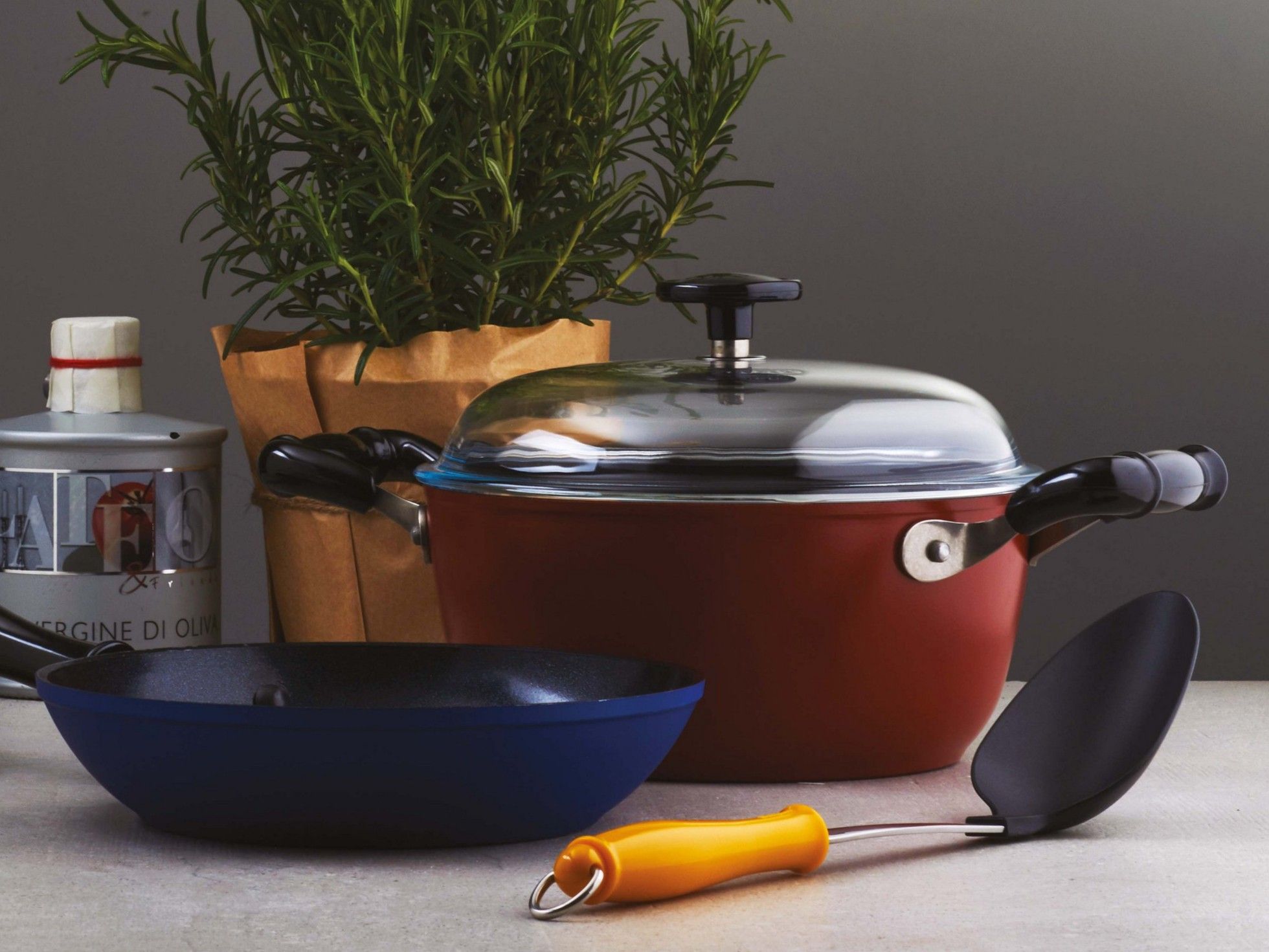 Алюминиевая кастрюля с крышкой Sambonet 1965 Винтаж ARCH-00012569