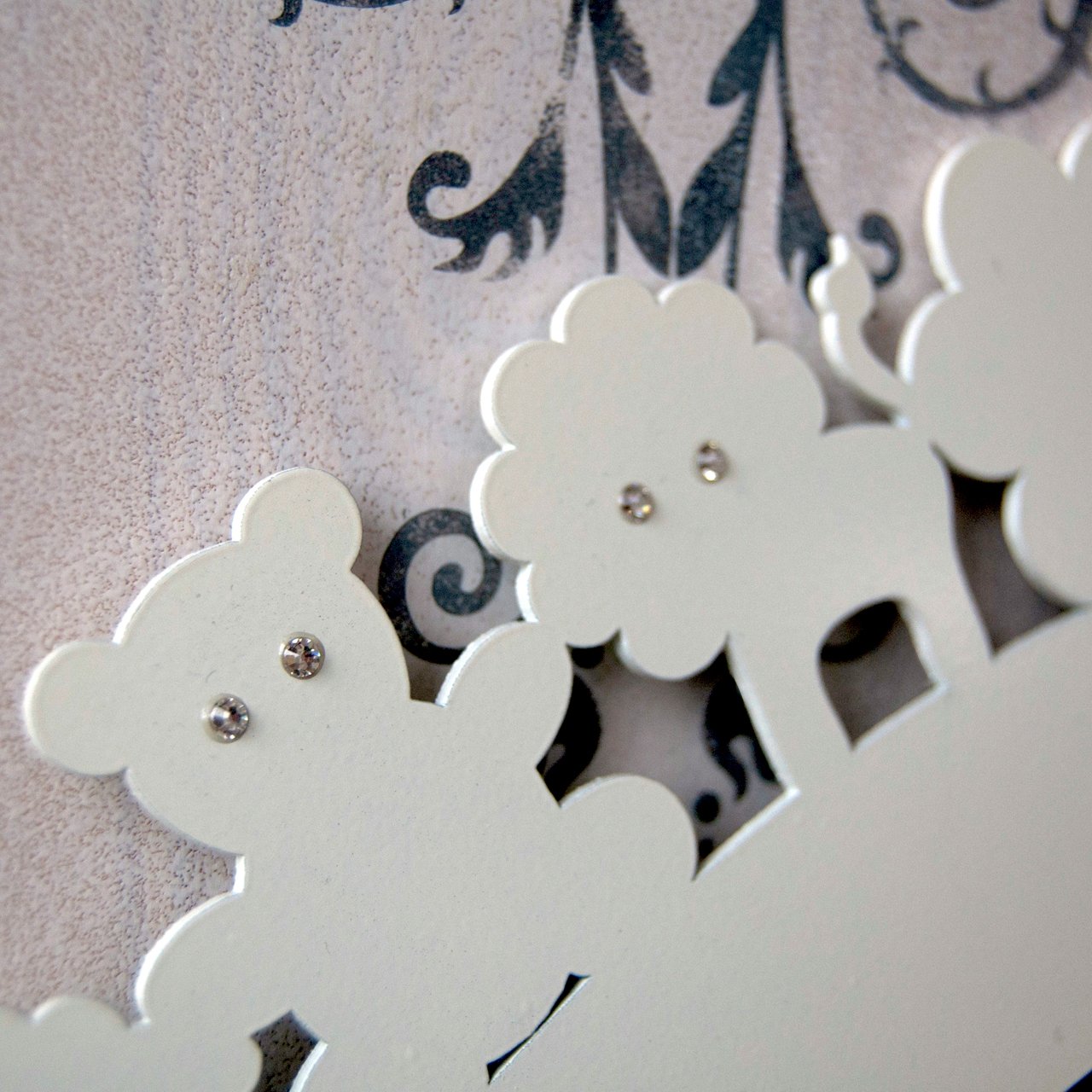 Зеркало круглое детское белое в раме с животными Animalier BONESSI SWAROVSKI 049450 Белый  - Вид №2