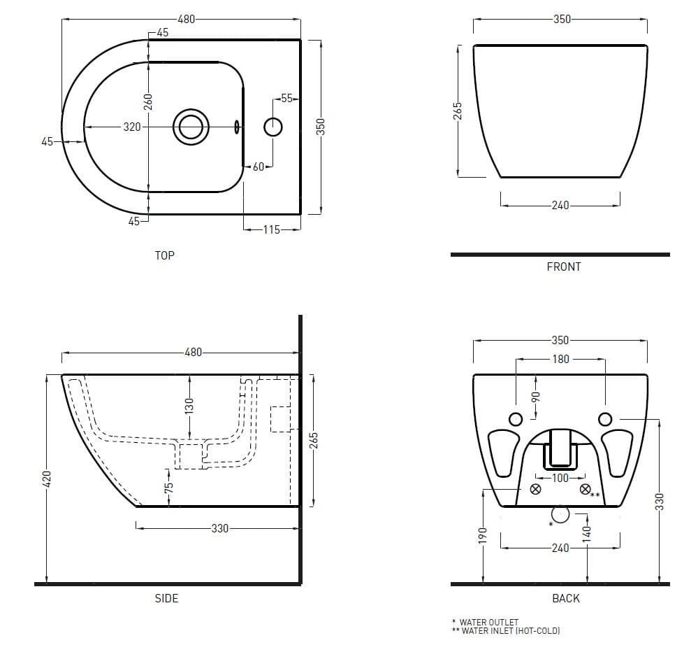 Керамическая настенная проволока для биде с переливом Ceramica Cielo ENJOY ARCH-00143118 - Вид №6