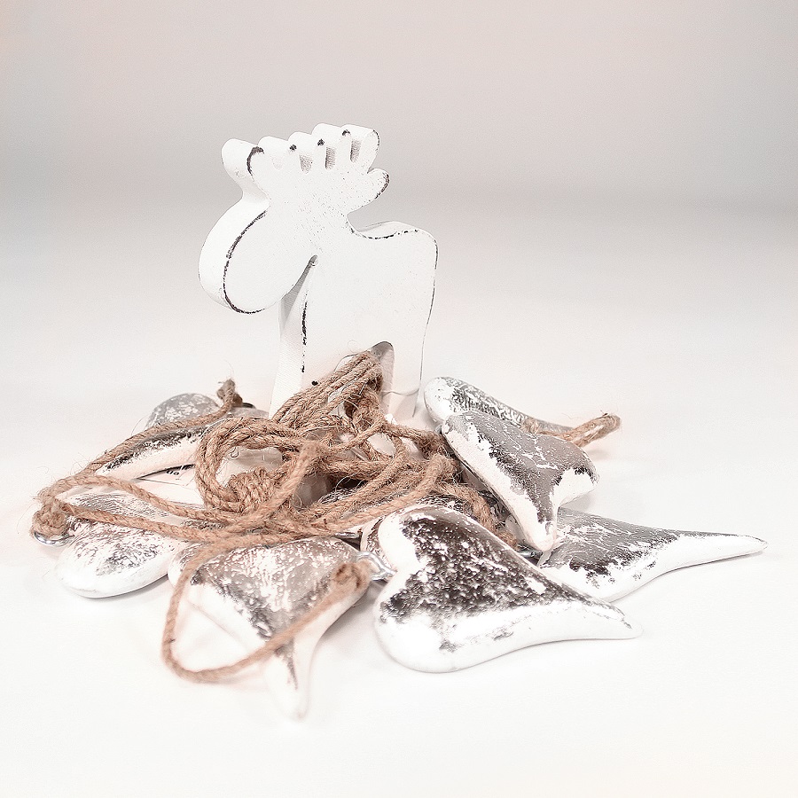 Украшение новогоднее на подставке "Олень белый" White reindeer, 15х11х5 см ENJOYME  253098 Серебро  - Вид №2